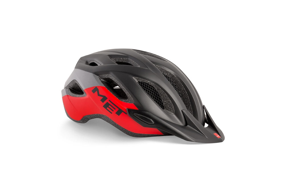 MET Crossover Helmet - Black & Red Matt